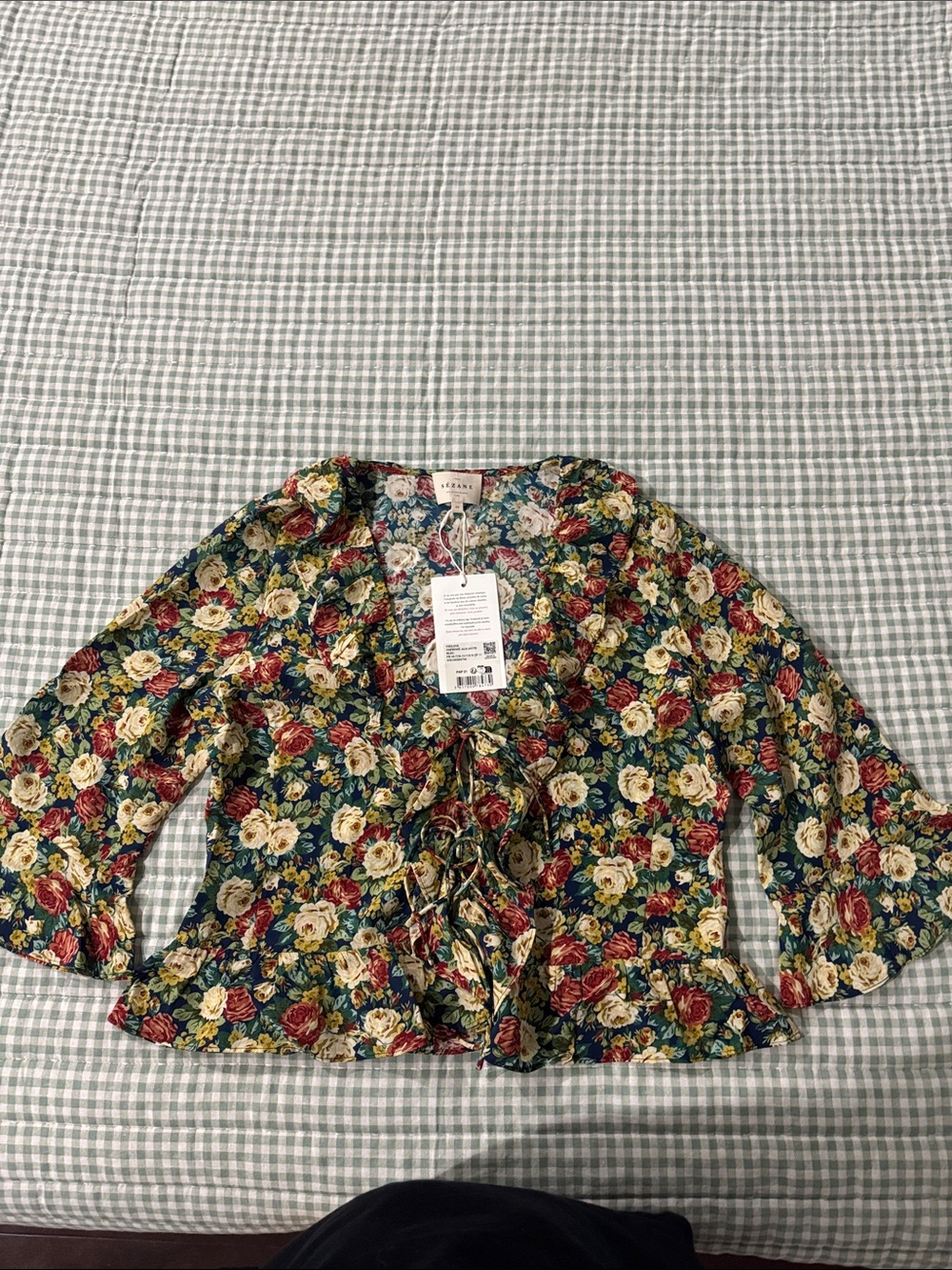 Sezane Yseline Shirt Alicante Blue Print - Size 8 NWT
